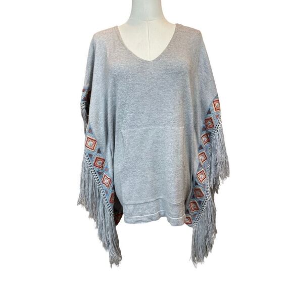 JOHNNY WAS Love SZ Small Aztec Western BOHO Cottage-core Boxy Tunic Top w/Fringe - Picture 1 of 15